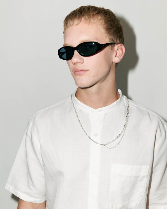 SZADE - sunglass chain ; silver / pearl